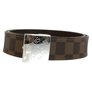 LOUIS VUITTON Louis Vuitton Damier Ceinture Carrée Brown Silver Hardware Belt...